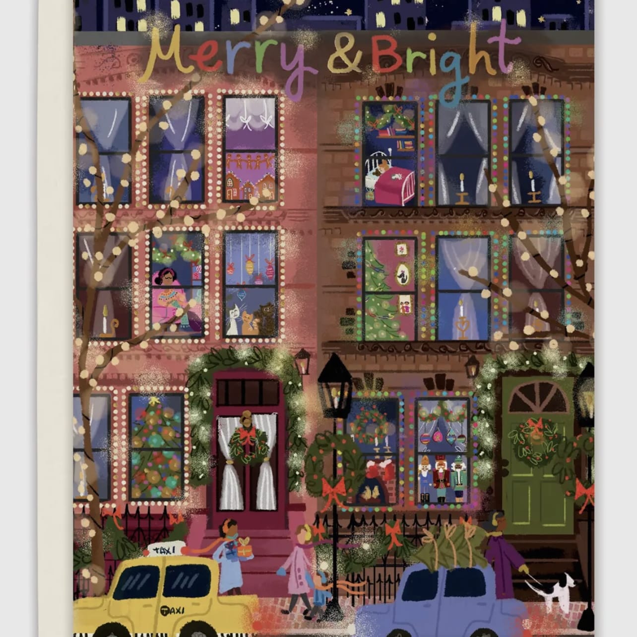 Biely & Shoaf Cards Festive Townhouse Scene Holiday Greeting Card 29025758 Festive Townhouse Scene Holiday Greeting Card