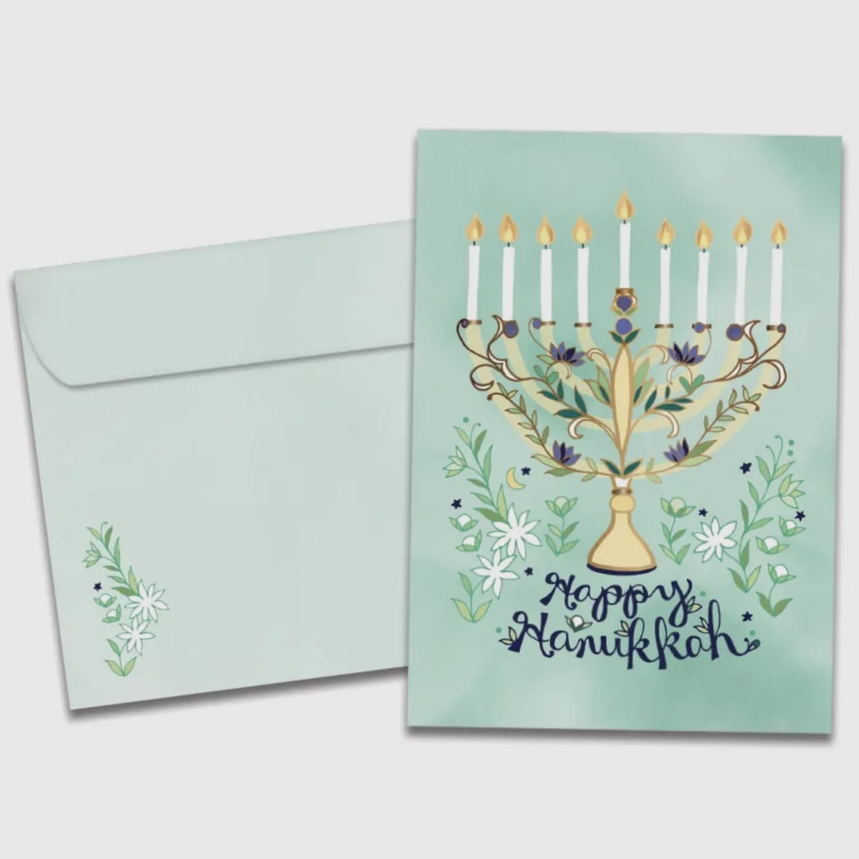 Tree-Free Greetings Cards Floral Menorah Hanukkah Greeting Card 41092318 Floral Menorah Hanukkah Greeting Card
