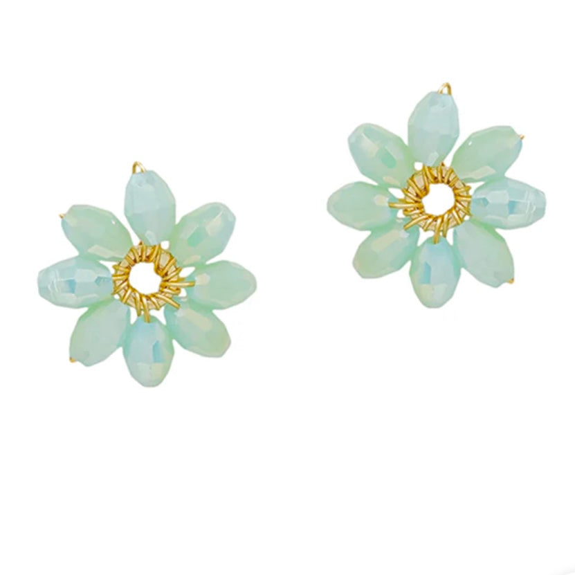 Flower Beaded Post Studs - Multiple Colors