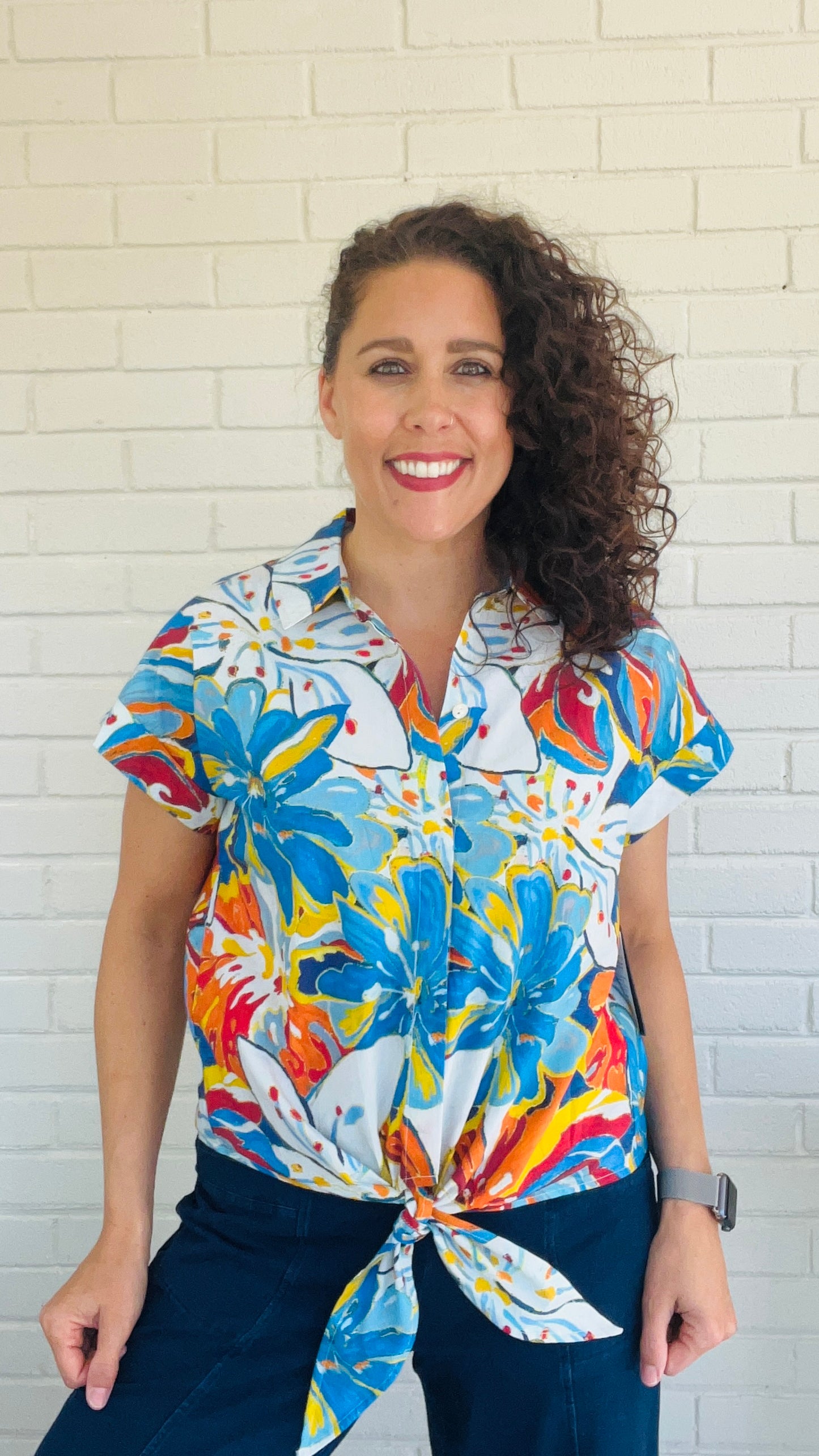 APNY Tie Front Camp Shirt - Multiple Prints
