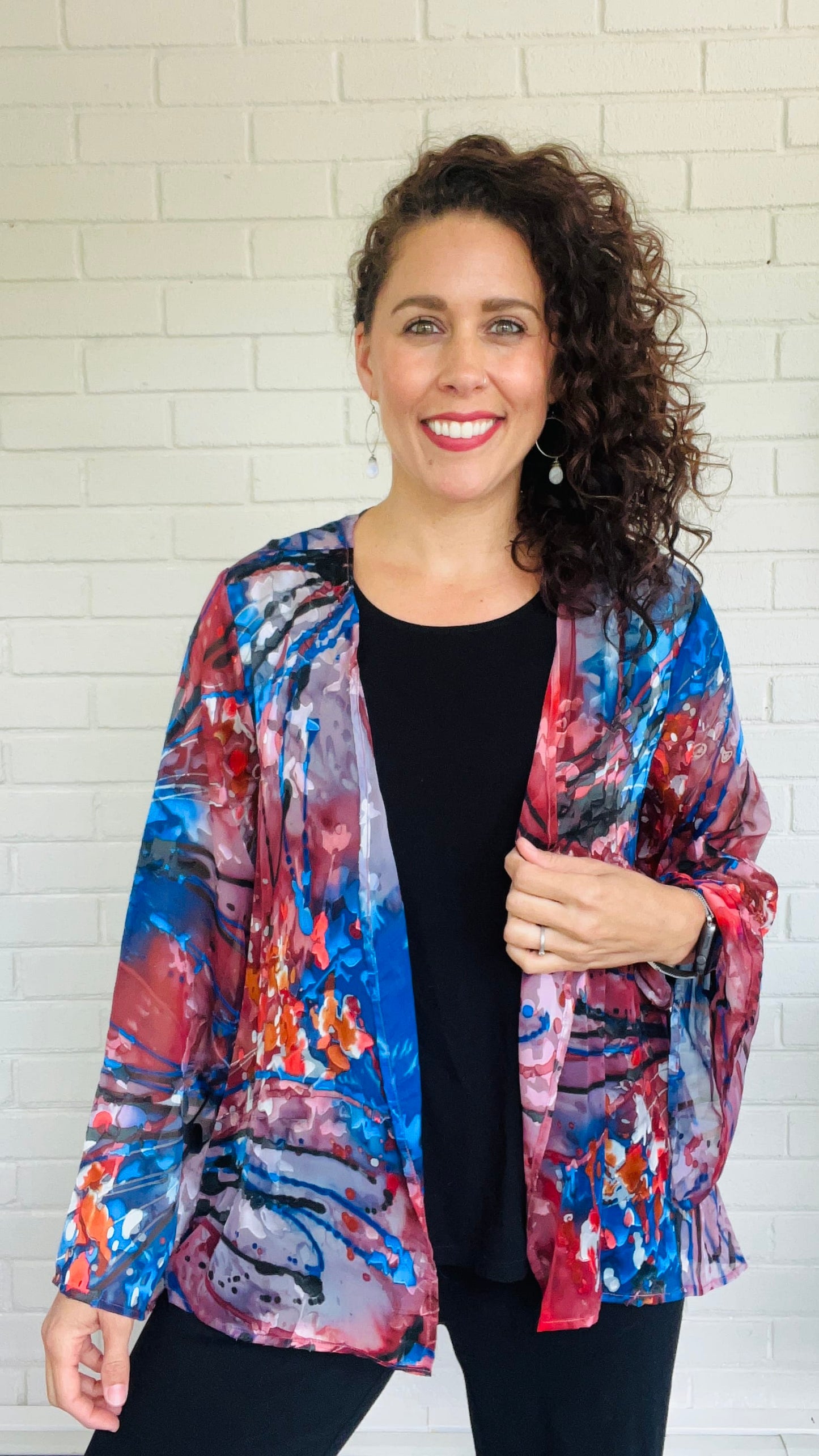 Ammpoure Jackets Ammpoure Short Open Jacket - Multiple Prints 86037214 Ammpoure Short Open Jacket - Multiple Prints