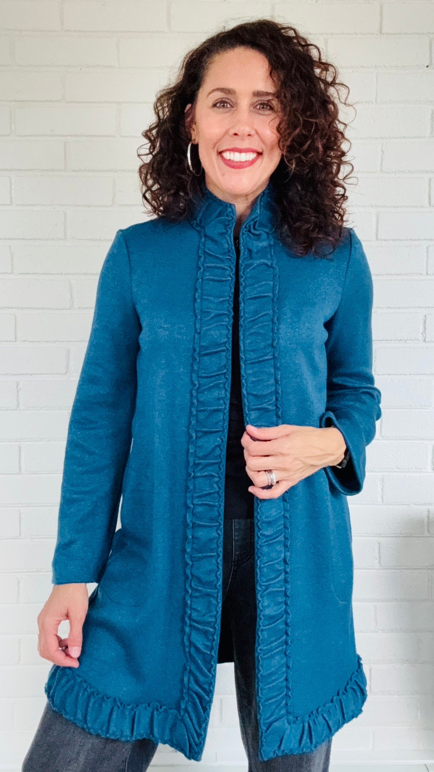 Pure Essence Ruffle Long Coat - Multiple Colors