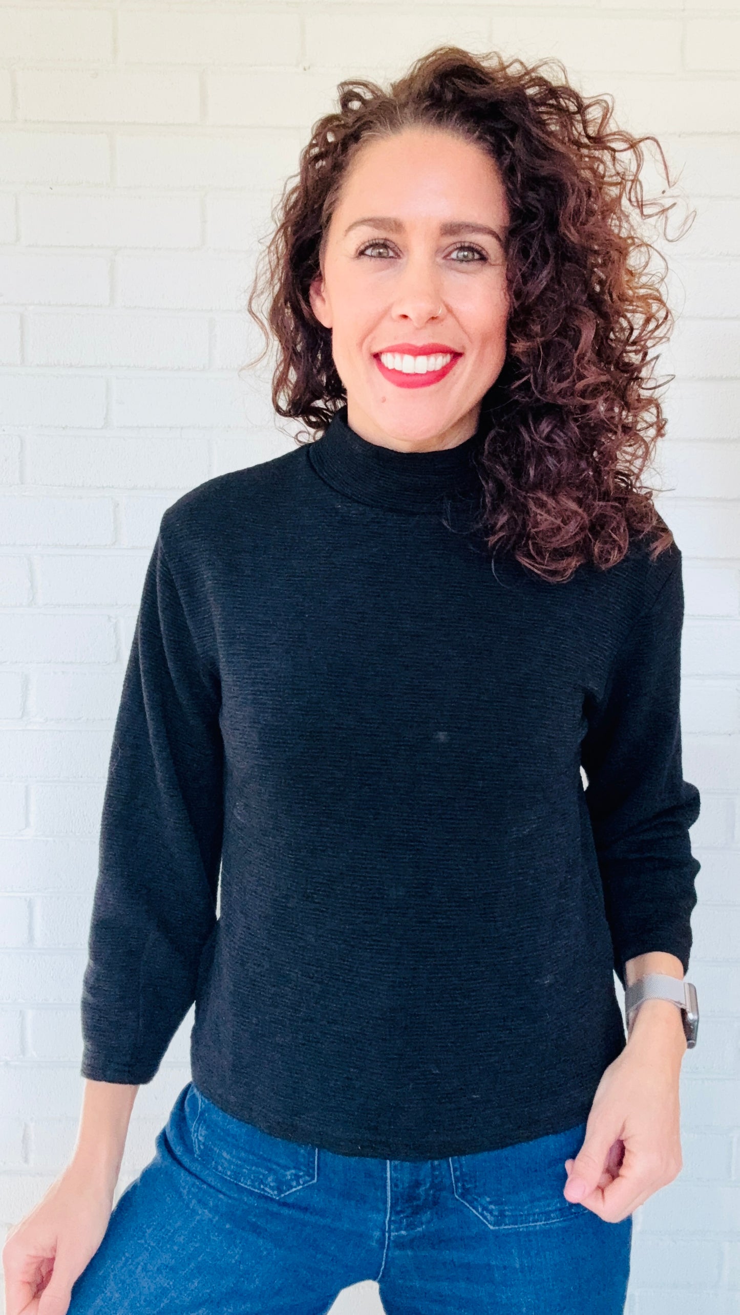 Cut Loose Crimped Mock Neck Top - Multiple Colors