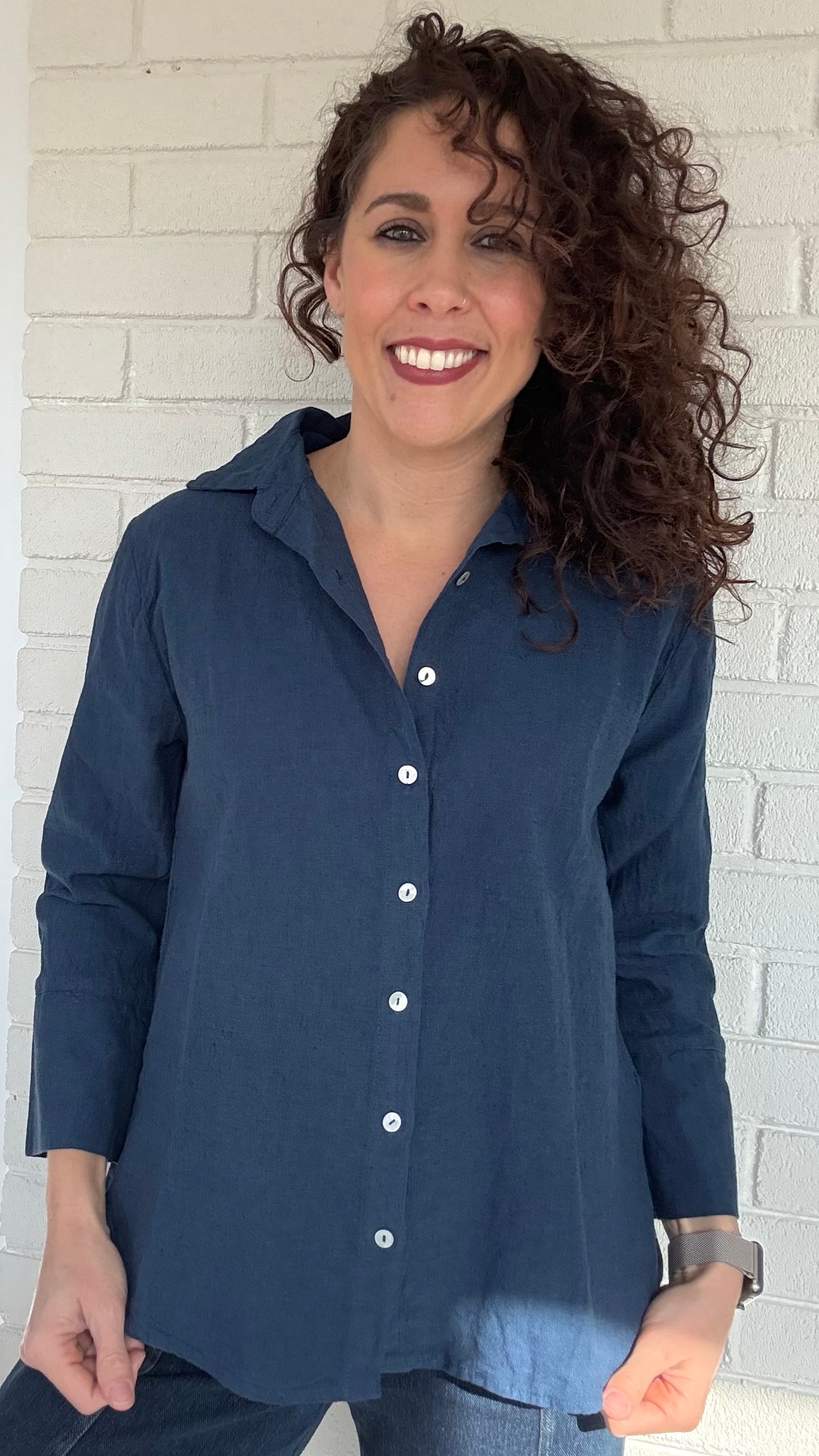 Cut Loose Crosshatch Crop Easy Shirt - Multiple Colors