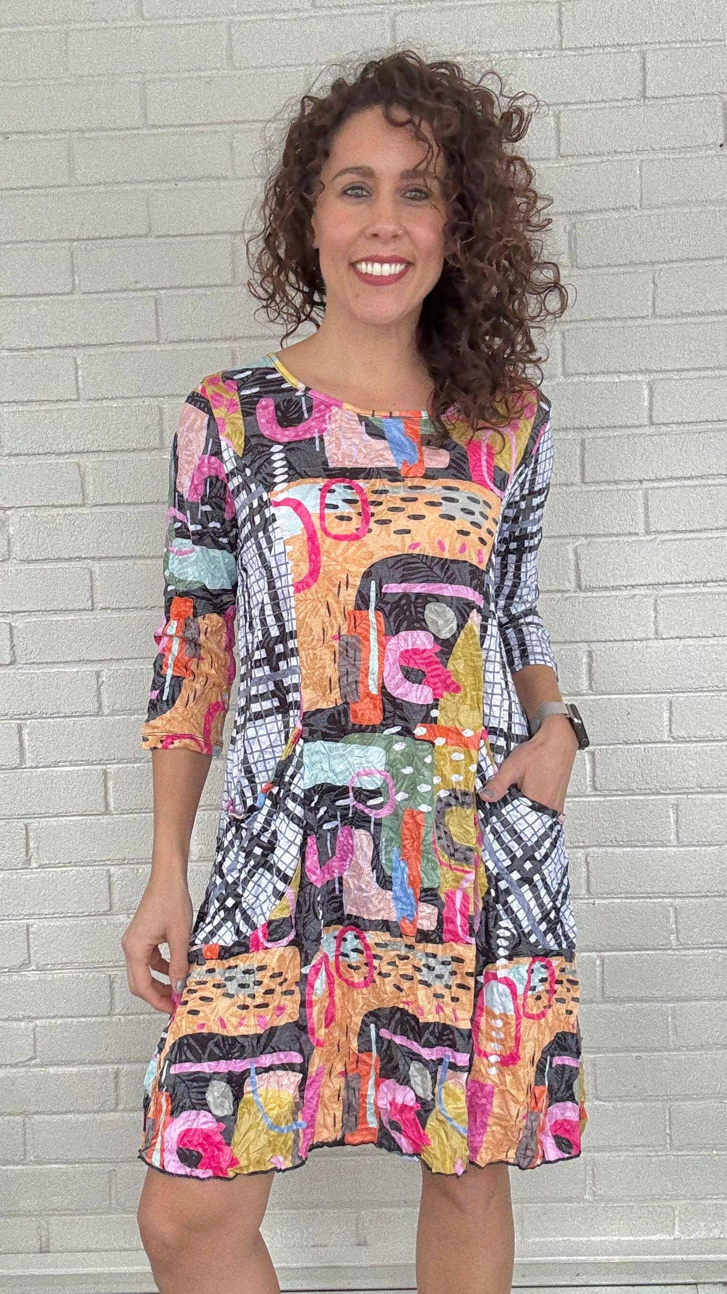 Shana Apparel Dresses Shana Apparel Crinkle Mix Media Zip Back Dress 83445470 Shana Apparel Crinkle Mix Media Zip Back Dress