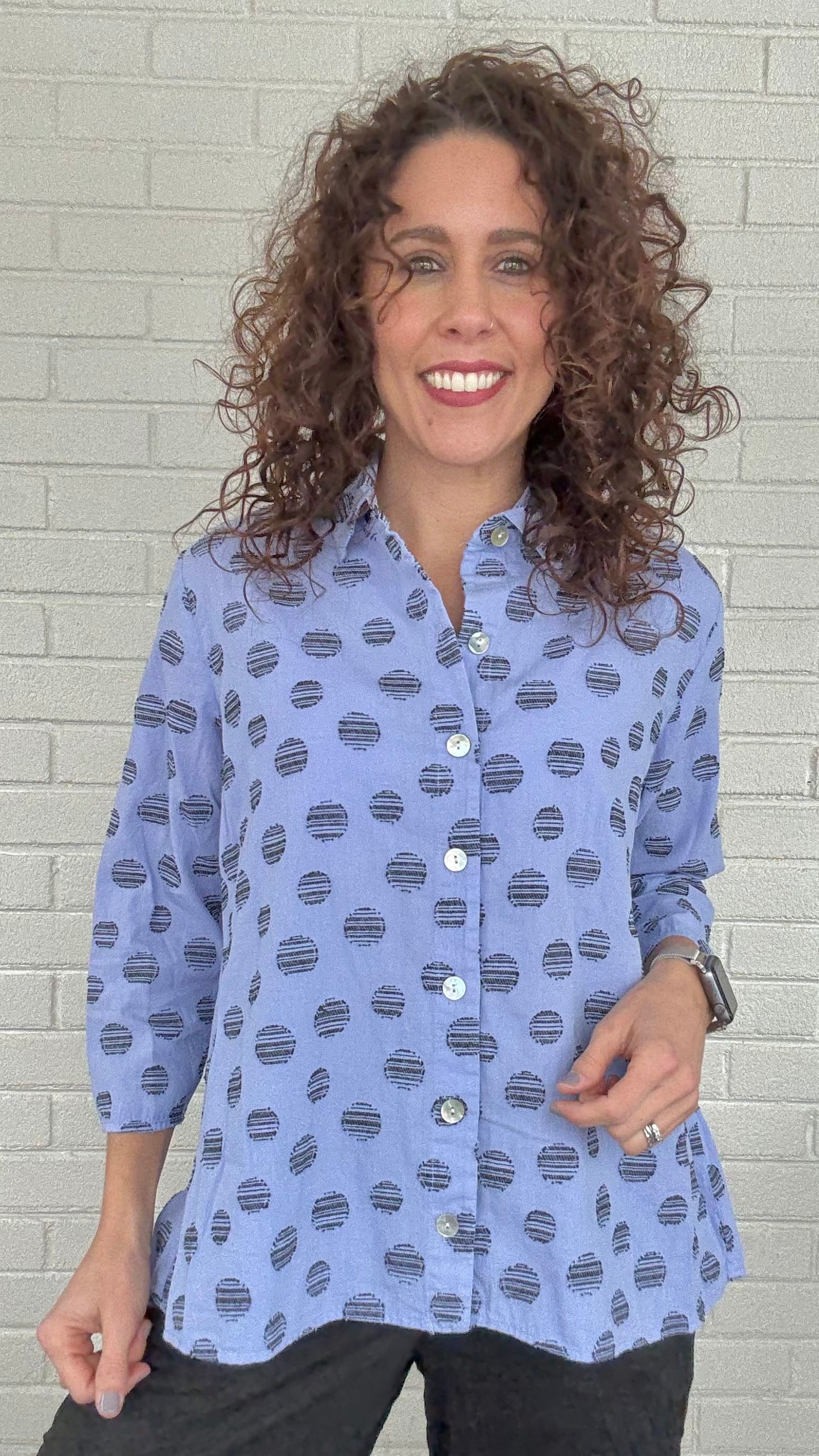 Cotton Lani Blouses Cotton Lani Woven Dot Shirt - Multiple Colors 00204254 Cotton Lani Woven Dot Shirt - Multiple Colors