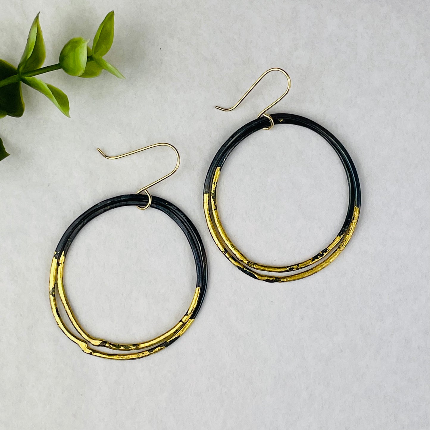 Metamorphosis Metals Steel & Gold Heavy Gauge Hoop Earring