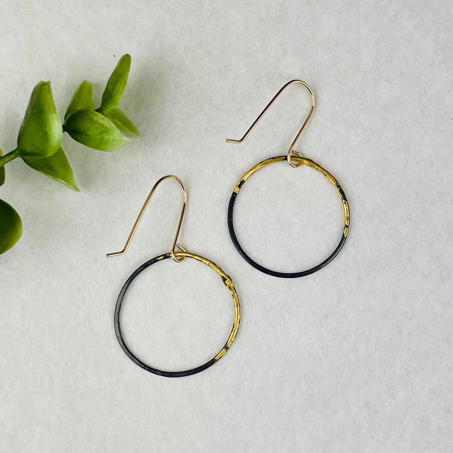 Metamorphosis Metals Earrings Metamorphosis Metals Medium Steel & Gold Hoop Earring 00548318 Metamorphosis Metals Medium Steel & Gold Hoop Earring