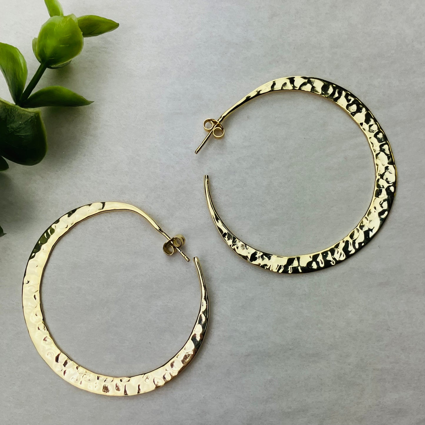 L.E. Leonard Sterling Silver Hammered Hoop Earrings- Multiple Metals