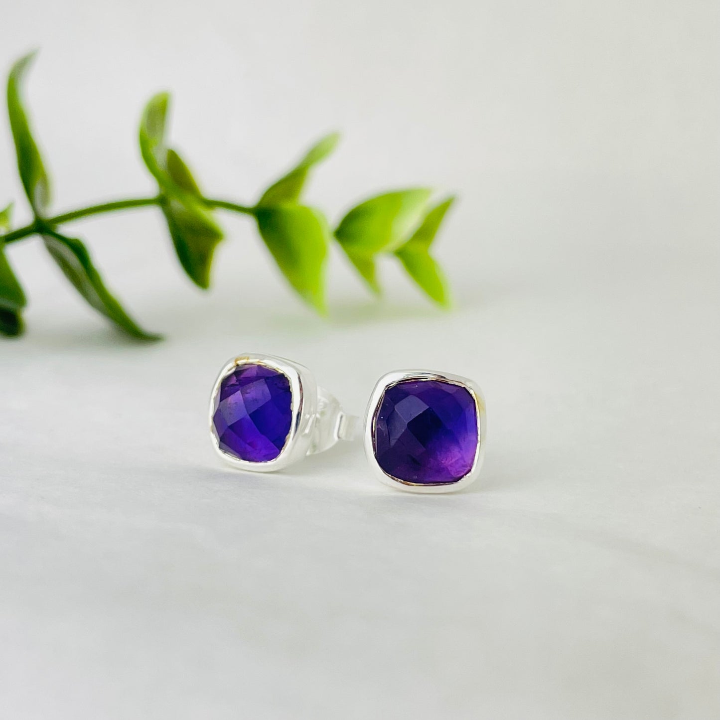 Treisi Jewelry Cushion Stud Earrings - Multiple Stones