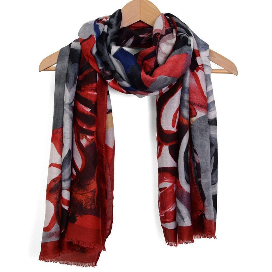 Joy Susan Scarves Joy Susan Cherry Leafy Floral Scarf 66762718 Joy Susan Cherry Leafy Floral Scarf