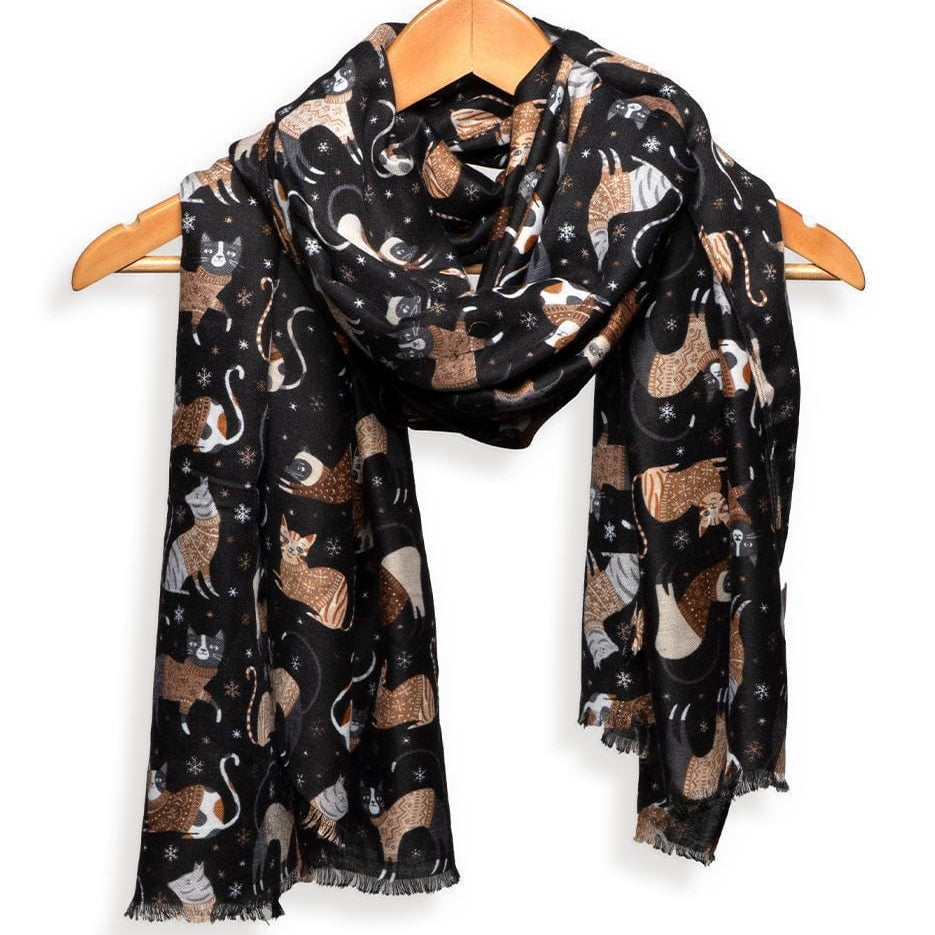Joy Susan Scarves Joy Susan Black Cozy Cats Scarf 35428574 Joy Susan Black Cozy Cats Scarf