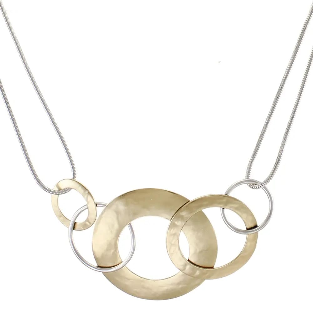 Marjorie Baer Necklaces Marjorie Baer Large Interlocking Wide and Thin Rings Necklace - N0350D Marjorie Baer Large Interlocking Wide and Thin Rings Necklace - N0350D