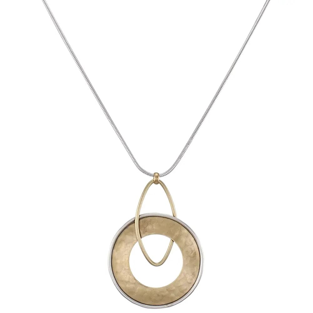 Marjorie Baer Necklaces Marjorie Baer Large Wide Ring with Wire Edge Necklace - N9944D Marjorie Baer Large Wide Ring with Wire Edge Necklace - N9944D