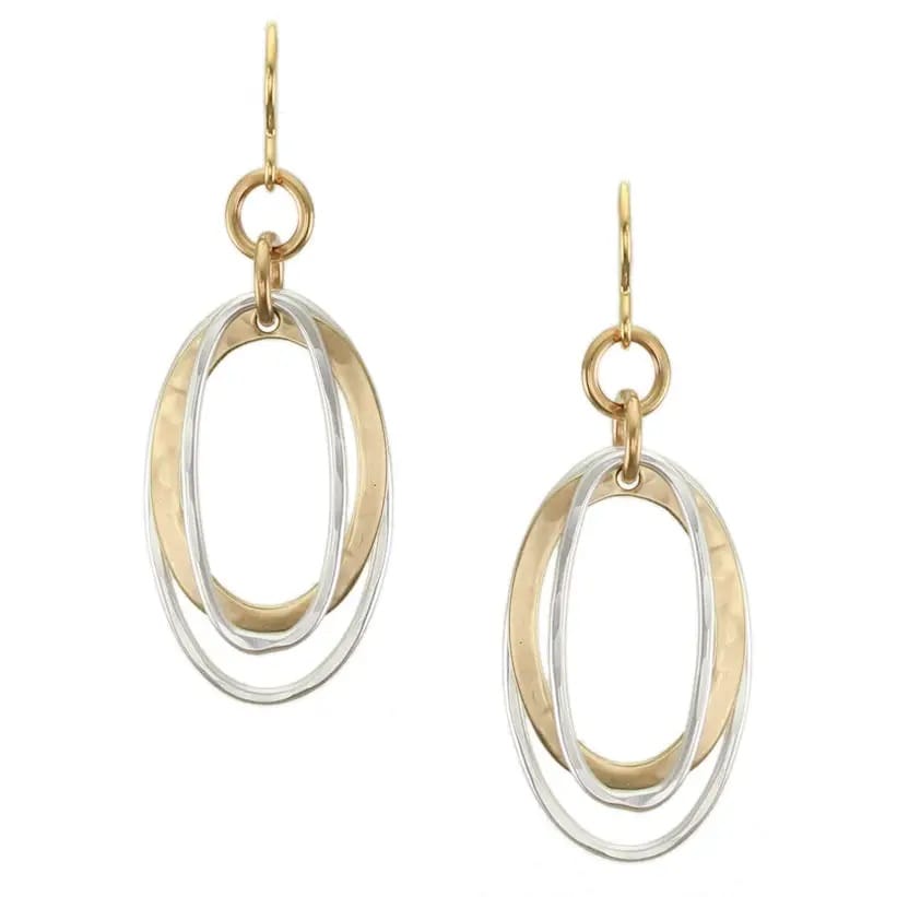 Marjorie Baer Earrings Marjorie Baer Oval Frame and Rings Wire Earrings - E1181DW Marjorie Baer Oval Frame and Rings Wire Earrings - E1181DW