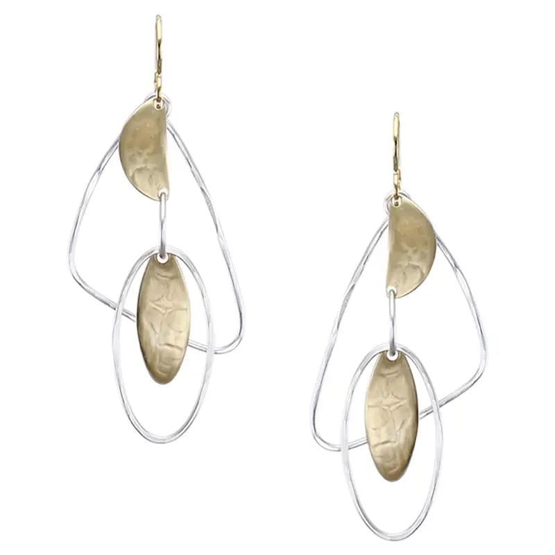 Marjorie Baer Earrings Marjorie Baer Oval and Semi-Circle with Oval and Triangle Rings Earrings - E9205DW Marjorie Baer Oval and Semi-Circle with Oval and Triangle Rings Earrings - E9205DW
