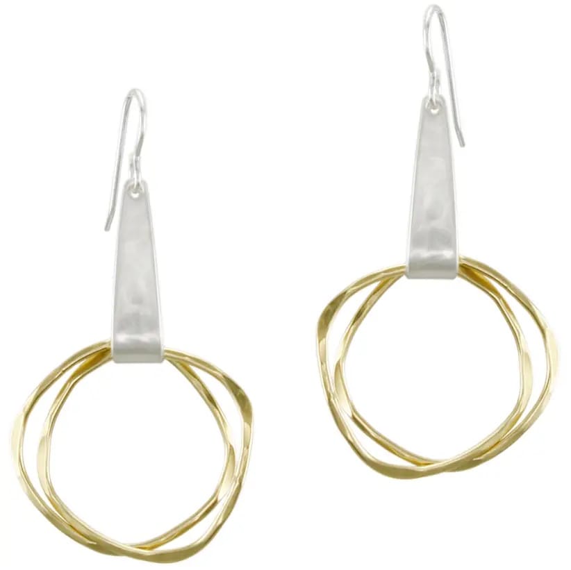Marjorie Baer Earrings Marjorie Baer Triangular Loop with Hammered Rings Earrings - E5720DW Marjorie Baer Triangular Loop with Hammered Rings Earrings - E5720DW