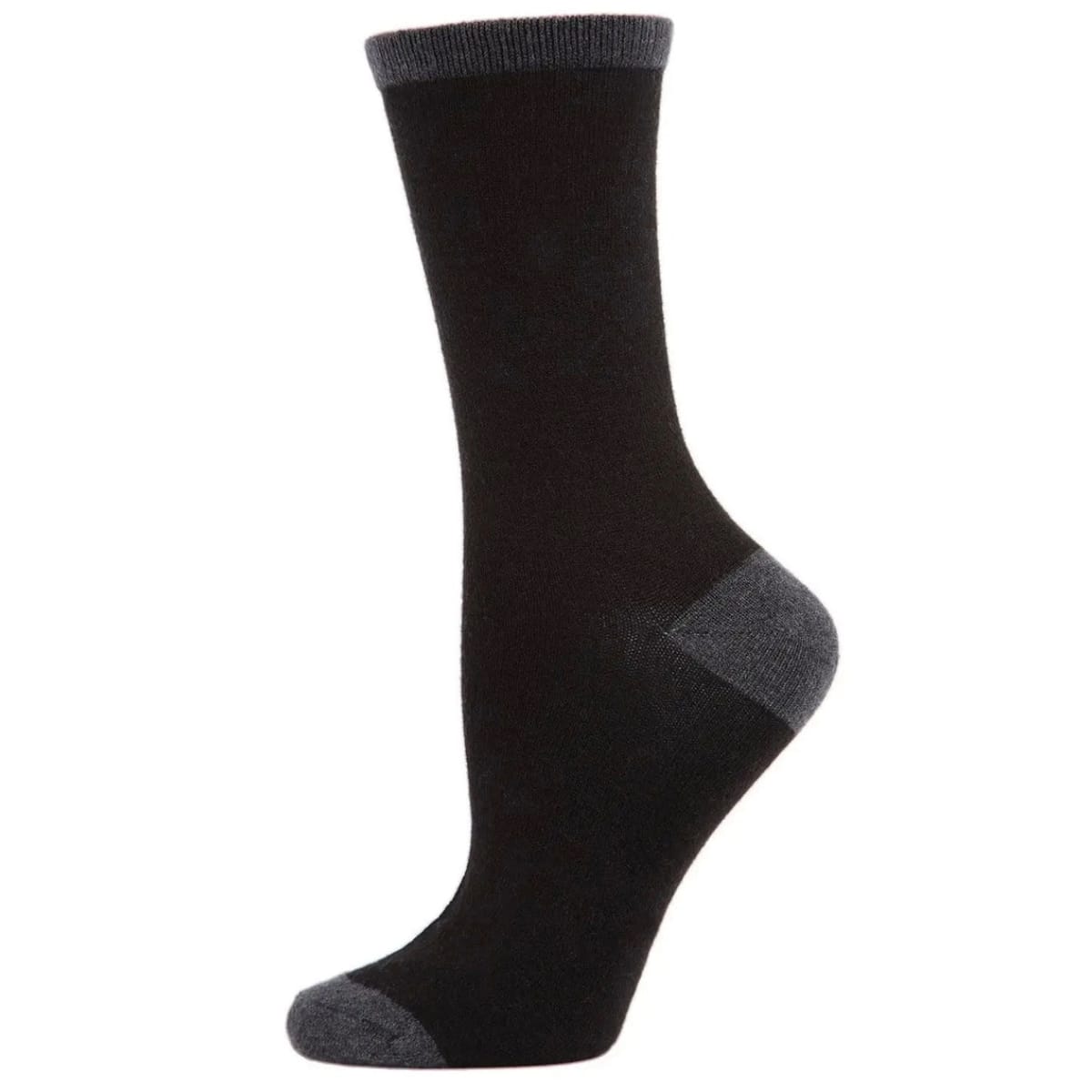 Black sock with gray accents on a white background