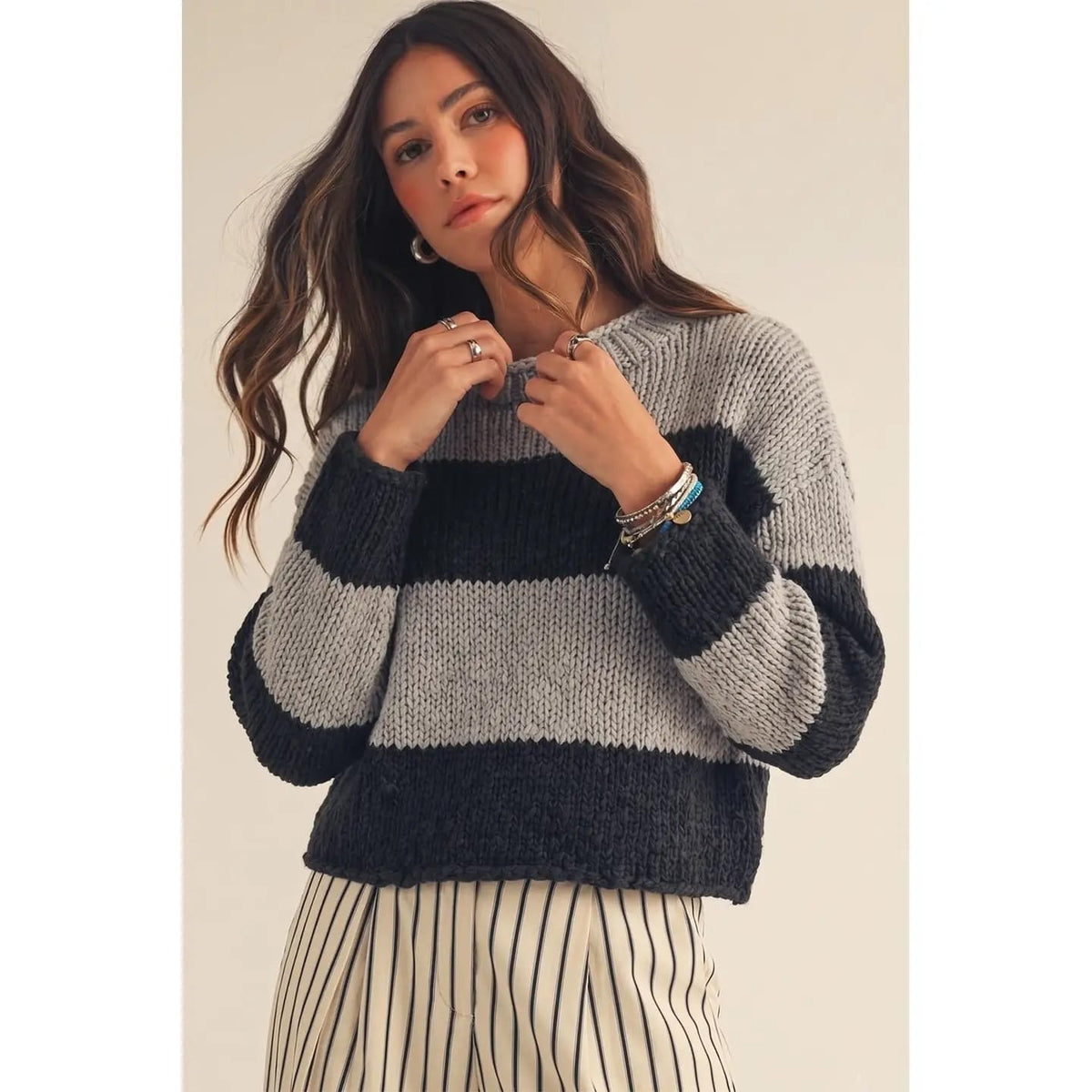 IVE Sweaters Mock Neck Soft Horizon Knit Sweater Mock Neck Soft Horizon Knit Sweater
