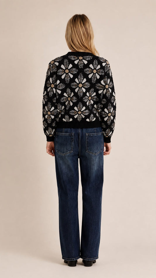 Molly Bracken Sweaters Molly Bracken Floral Knit Sweater Molly Bracken Floral Knit Sweater