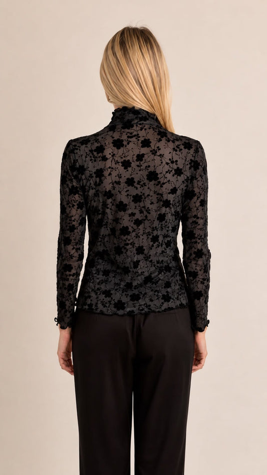 Molly Bracken Tops Molly Bracken Velvet Mesh Undersweater Molly Bracken Velvet Mesh Undersweater