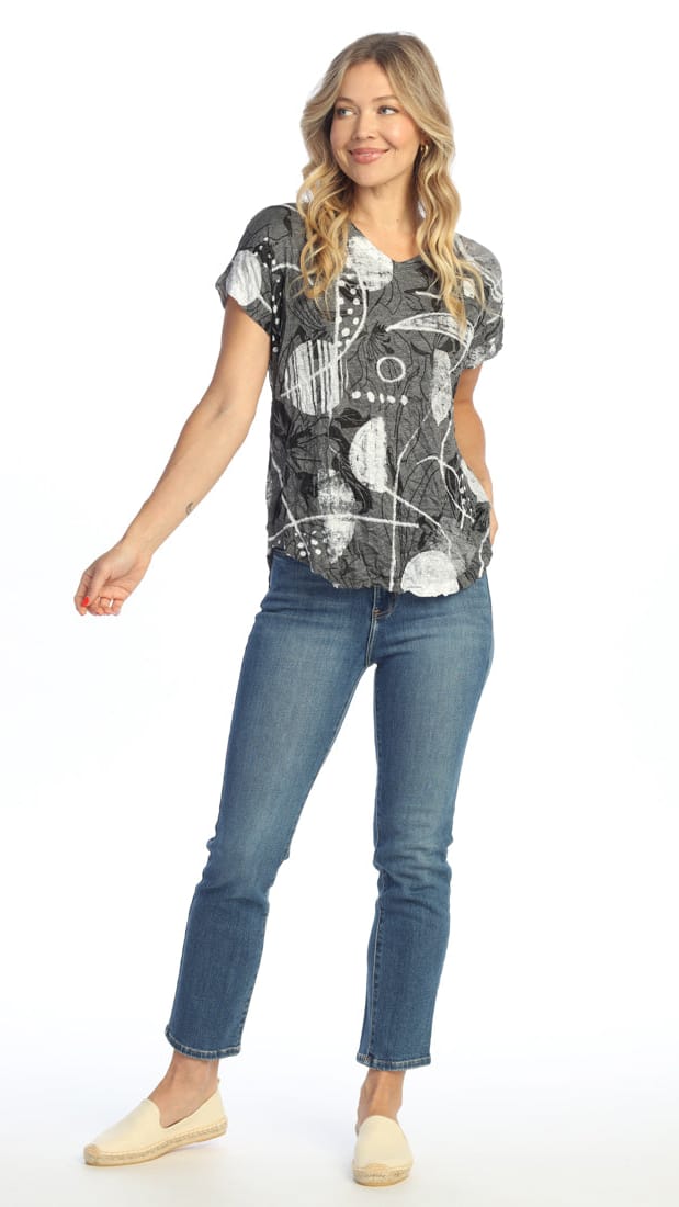 Jess & Jane Tees Jess & Jane Burnout Dolman Sleeve V-Neck Top Jess & Jane Burnout Dolman Sleeve V-Neck Top
