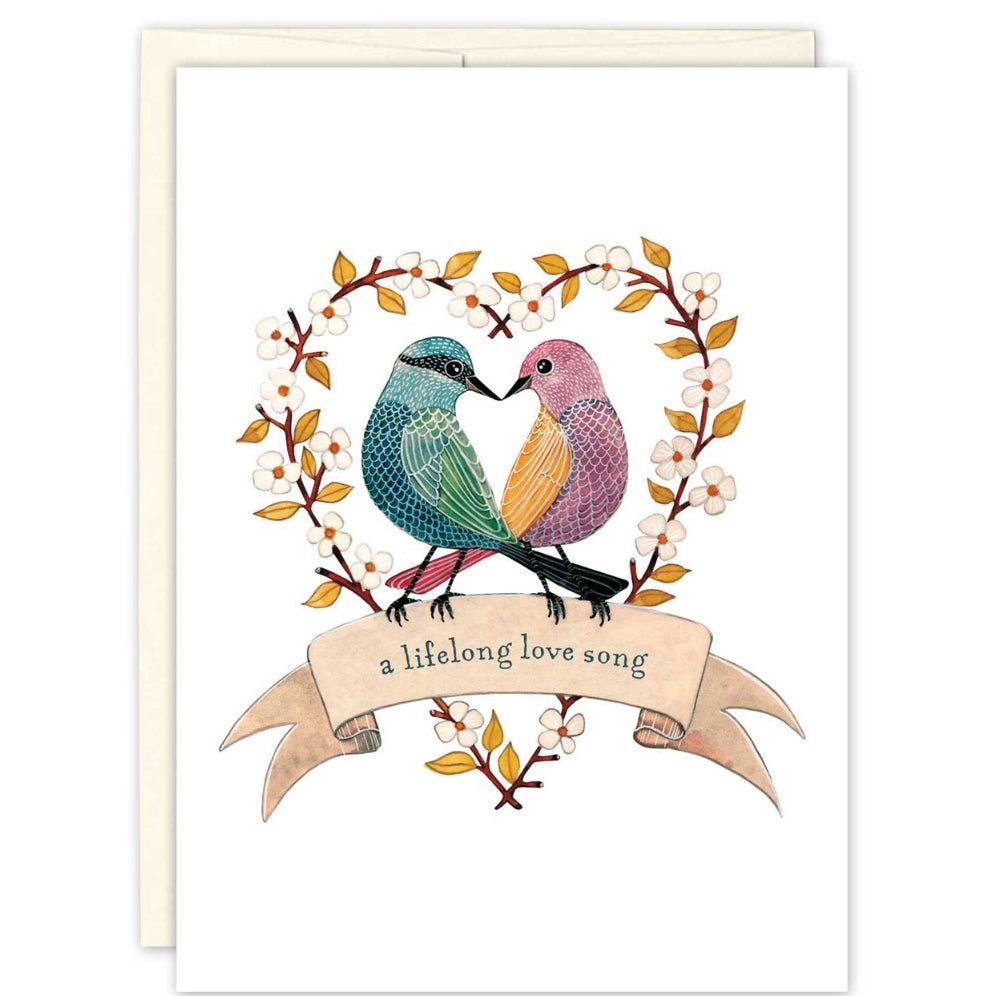 Two Birds in Heart Wedding Card