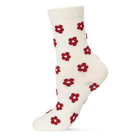 MeMoi Socks MeMoi Flocked Contrast Floral Crew Sock - Multiple Colors 37659870 MeMoi Flocked Contrast Floral Crew Sock - Multiple Colors