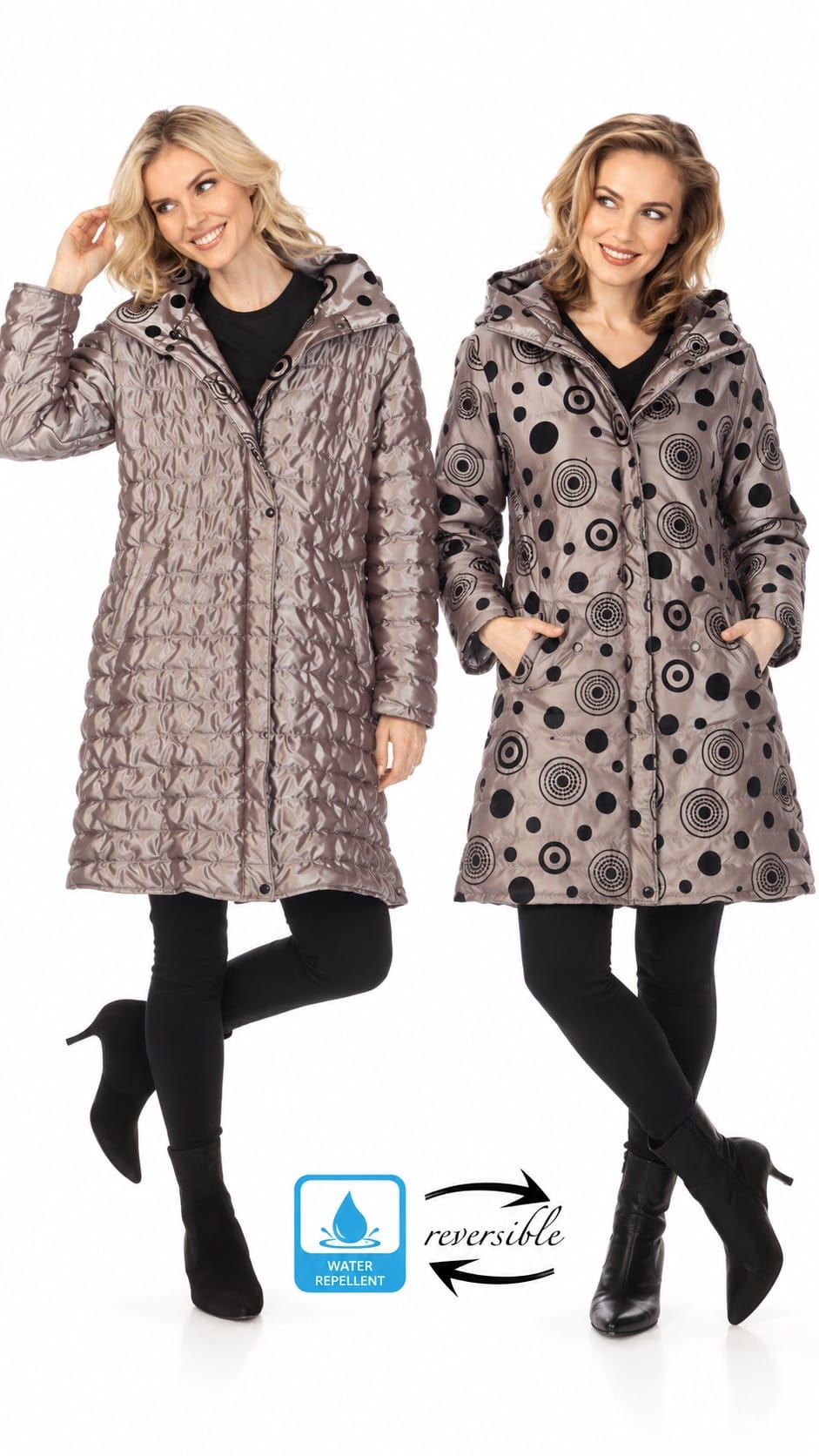 Oopera Jackets Reversible Puffer Long Jacket with Hood - Multiple Colors 59705054 Reversible Puffer Long Jacket with Hood - Multiple Colors