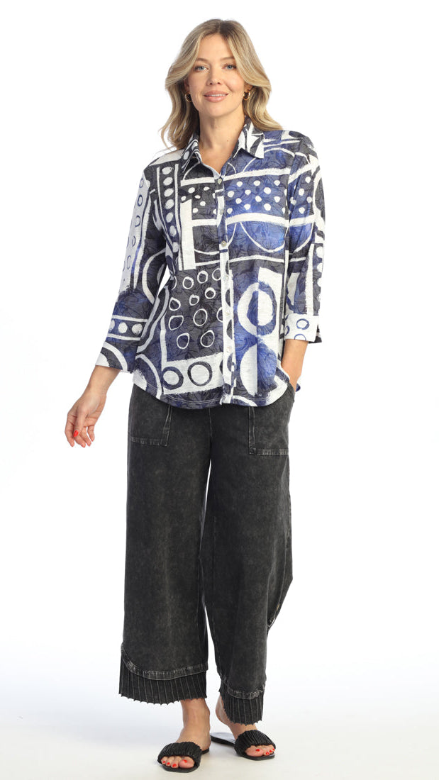 Jess & Jane Button Down 3/4 Cuff Sleeve Blouse