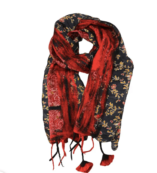 BNB Crafts Scarves BNB Red Polka Dot Felted Chiffon Scarf 05847006 BNB Red Polka Dot Felted Chiffon Scarf