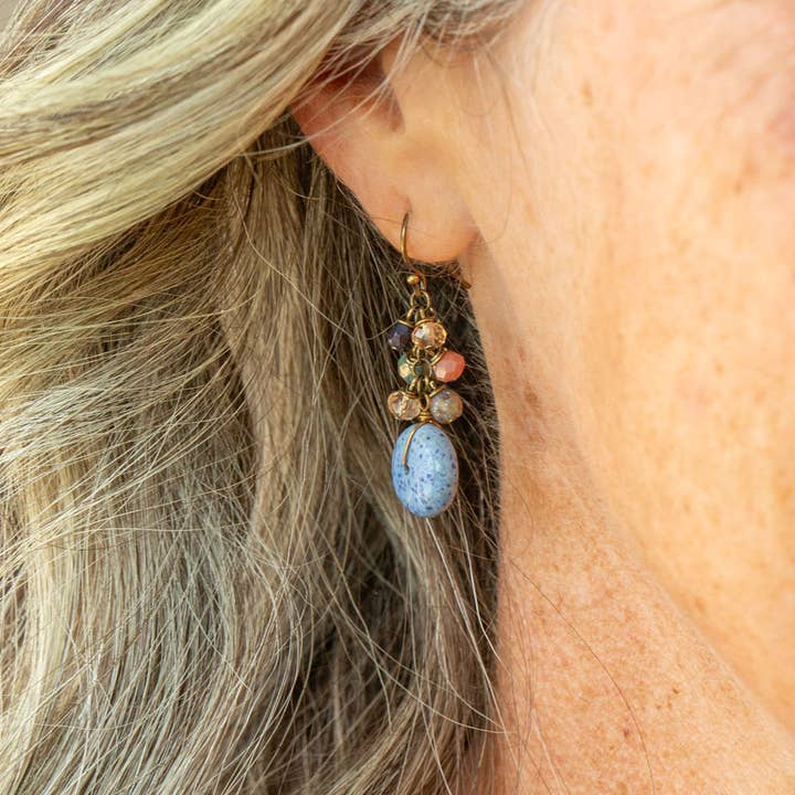 Anne Vaughan Designs Jewelry Earrings Anne Vaughan Storyteller Czech Glass Sodalite Cluster Earring Anne Vaughan Storyteller Czech Glass Sodalite Cluster Earring