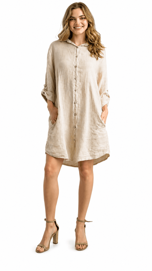 Tempo Paris Dresses Tempo Paris Linen Pocket Shirt Dress - Multiple Colors 82682590 Tempo Paris Linen Pocket Shirt Dress - Multiple Colors
