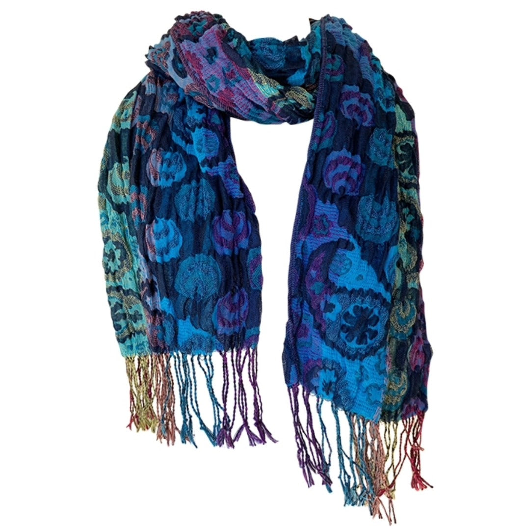 Ruffle Scarf with Fringe - Multiple Colors