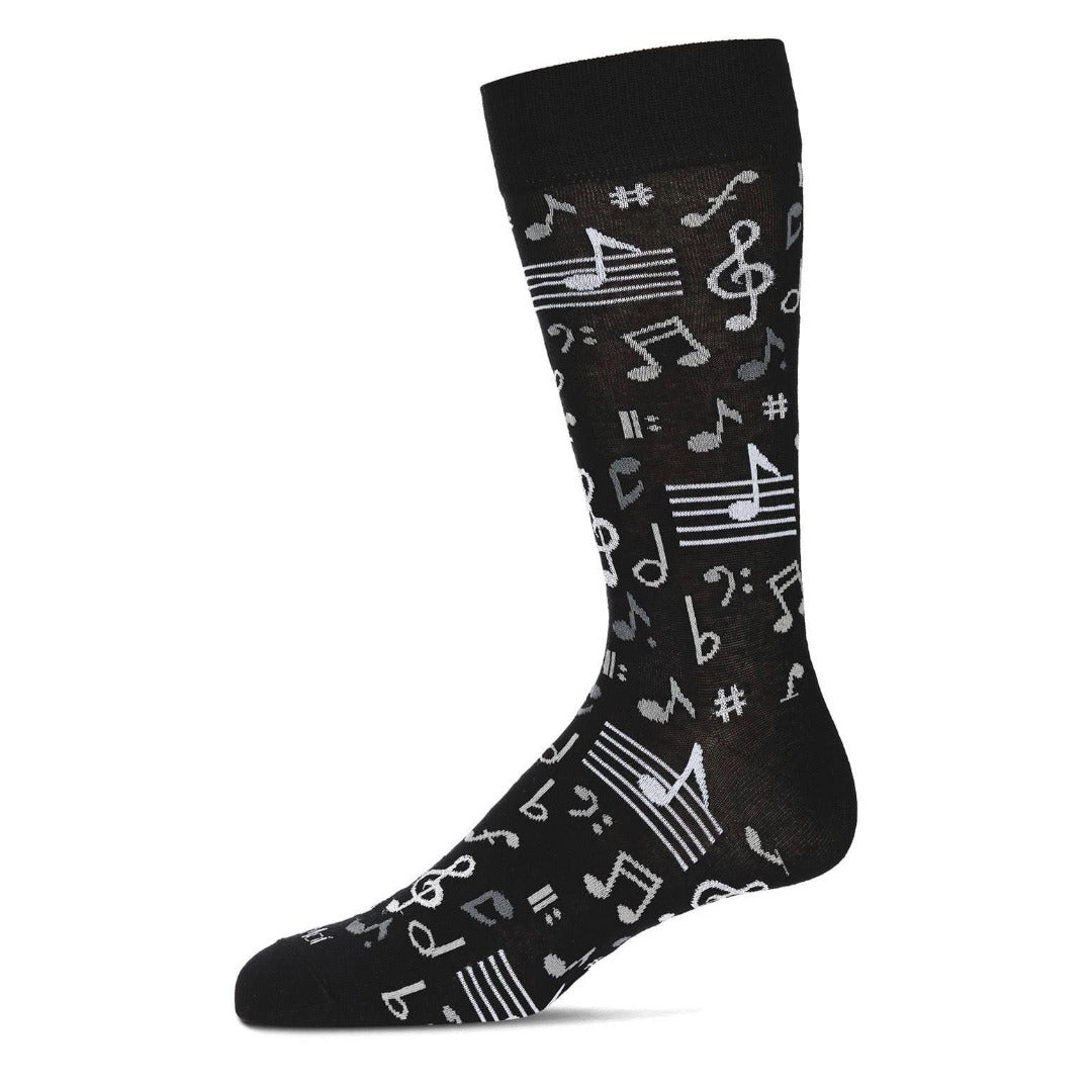 MeMoi Men's Musical Note Pattern Crew Socks