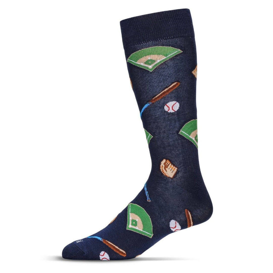 MeMoi Men's Baseball Bamboo Crew Socks