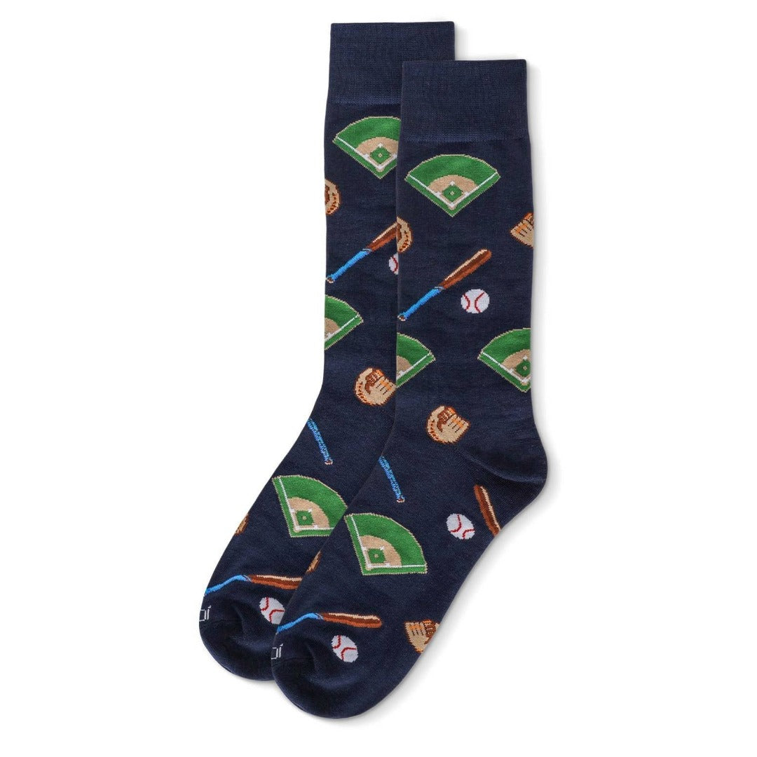 MeMoi Men's Baseball Bamboo Crew Socks