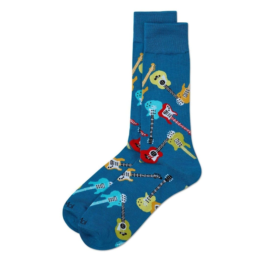 MeMoi Men's Socks MeMoi Men's Guitar Bamboo Crew Socks 75594462 MeMoi Men's Guitar Bamboo Crew Socks