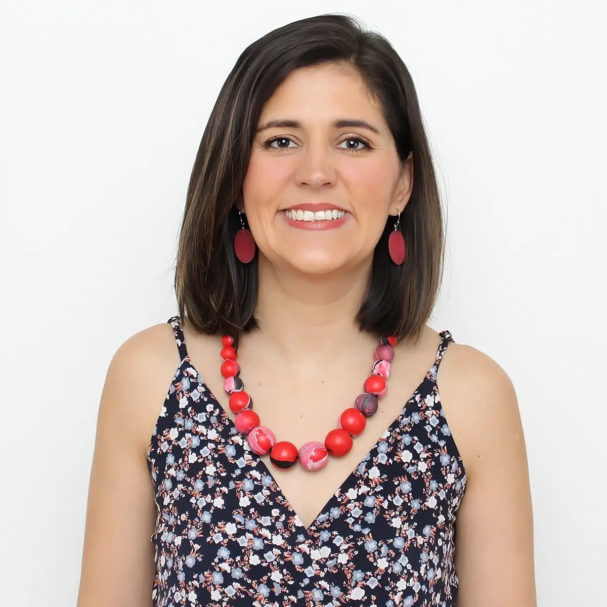 Sylca Red & Black Beaded Kori Necklace