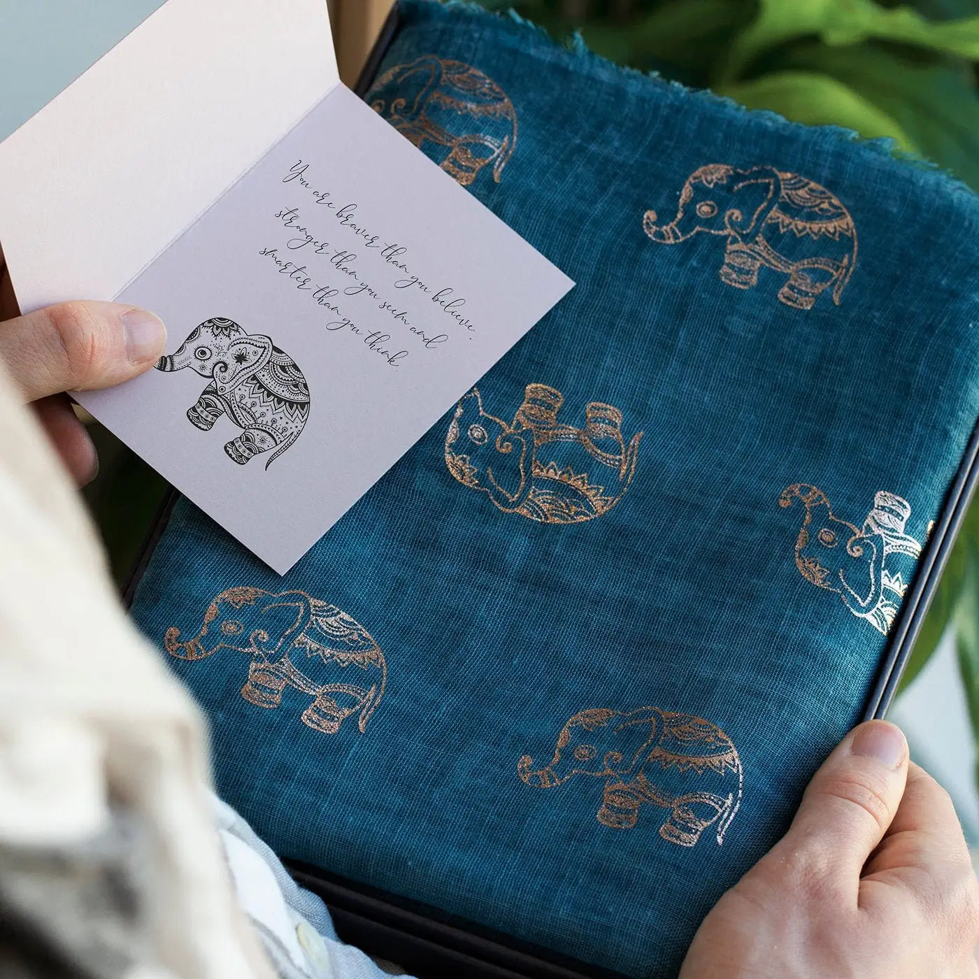 Studio Hop Good Fortune Elephant Rose Gold Foil Scarf