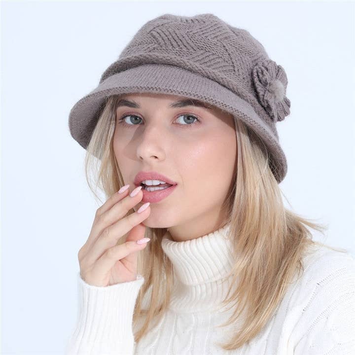 Knitted Flowerpot Fleece Hat - Multiple Colors