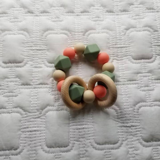 D & C Toys Children's Accessories Grasping Wooden Ring Silicone Teether - Multiple Colors 27167966 Grasping Wooden Ring Silicone Teether - Multiple Colors