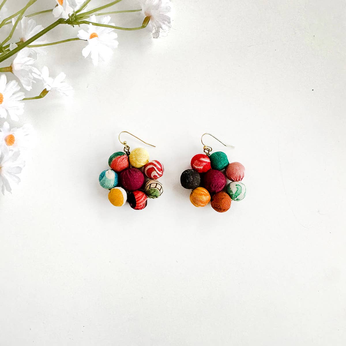 World Finds Kantha Blooming Posy Earrings