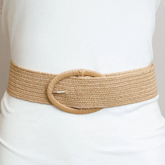 Leto Accessories Belts Raffia Oval Buckle Belt - Multiple Colors 77934558 Raffia Oval Buckle Belt - Multiple Colors