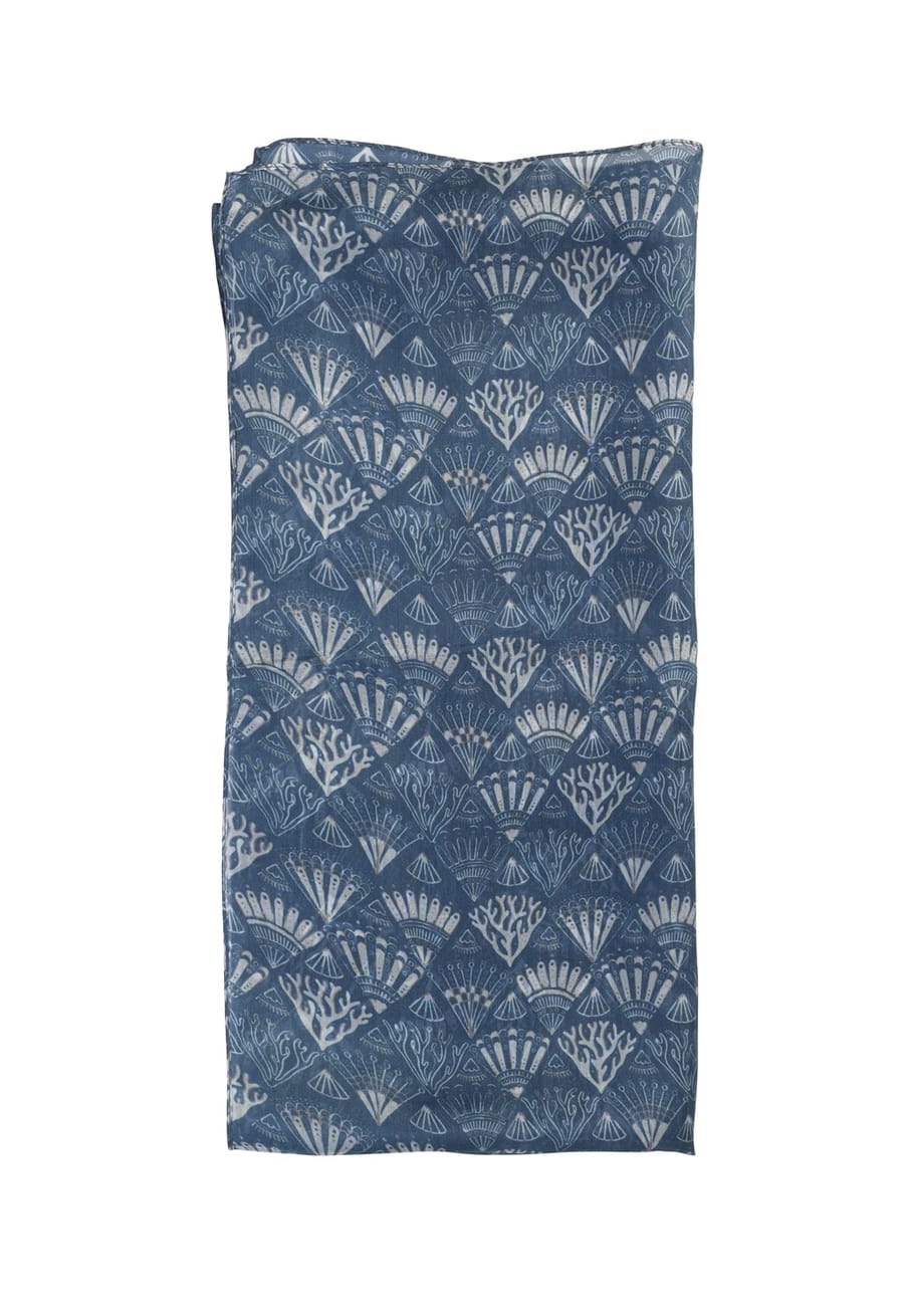 Quintessential Scarves Quintessential Blue Shells Silk Scarf 79188446 Quintessential Blue Shells Silk Scarf