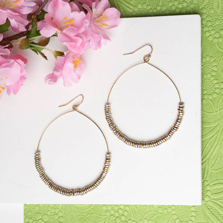 World Finds Earrings World Finds Lustrous Pailette Hoop Earring 22925790 World Finds Lustrous Pailette Hoop Earring