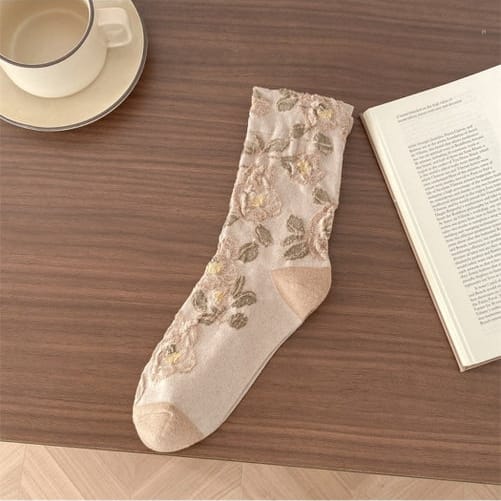 Funkyrel Limited Socks Classic Rose Embroidery Crew Socks - Multiple Colors 76228574 Classic Rose Embroidery Crew Socks - Multiple Colors
