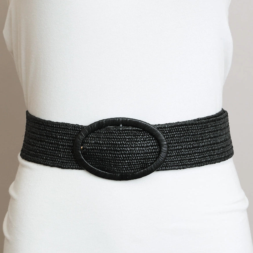 Raffia Oval Buckle Belt - Multiple Colors