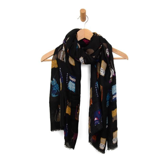 Joy Susan Scarves Joy Susan Black Cute Cat Scarf 79653598 Joy Susan Black Cute Cat Scarf