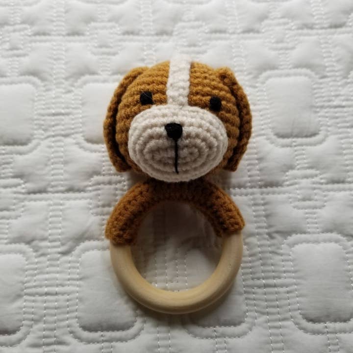 Crochet & Wood Rattle - Multiple Animals